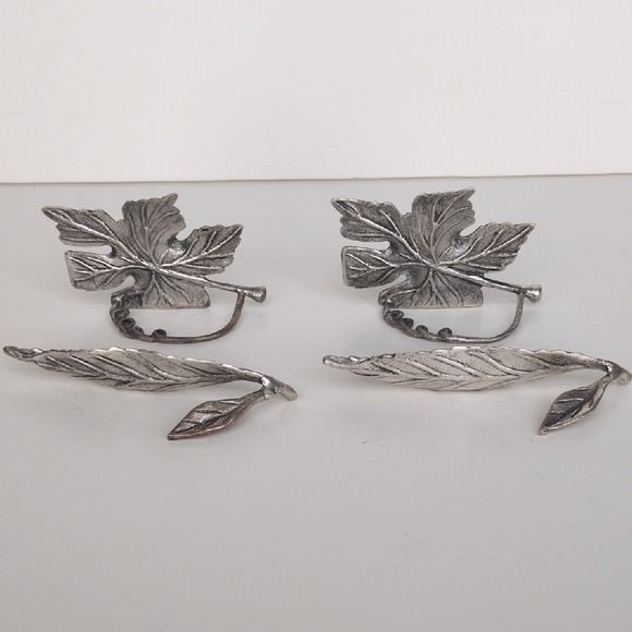 Pottery Barn Falling Leaf Placecard Holders Set Silver Tone Table‎ Name Markers - Picture 4 of 6